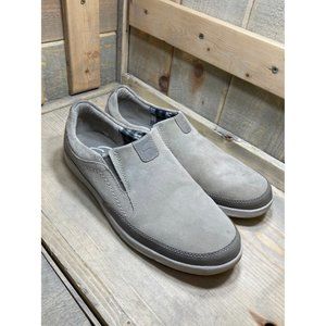 𝅺CLARKS Mens Gray Taupe Suede Slip On Loafers Size 9M